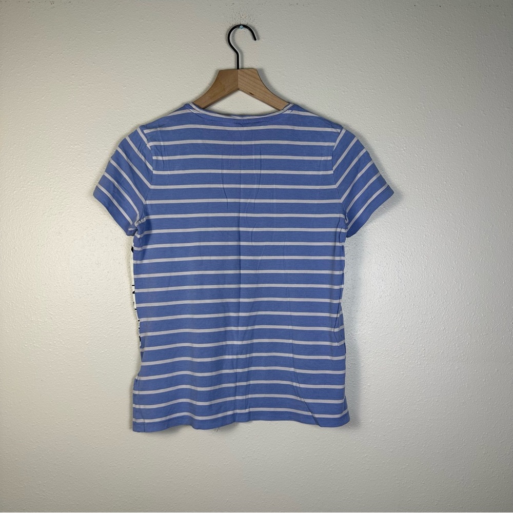 LAUREN RALPH LAUREN Women Small Preppy Striped Graphic Logo Cotton-Blend Tee - Picture 8 of 8